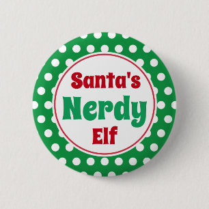 Grappige Kerstman zijn Nerdy Elf Kerst Knop Speld Ronde Button 5,7 Cm