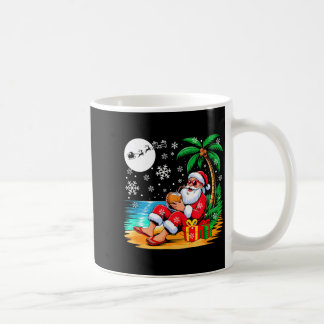 Grappige Kerstman Zonnebril Drinkende Kokosnoot Op Koffiemok