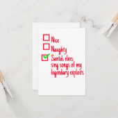 Grappige Kerstman's Ondeugende Lijst Kaart (Voorkant / Achterkant in situ)