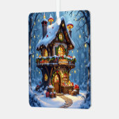 Grappige Kerstman's Workshop Kerstmis gepersonalis Metalen Ornament (Voorkant links)