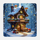 Grappige Kerstman's Workshop Kerstmis gepersonalis Metalen Ornament (Voorkant)