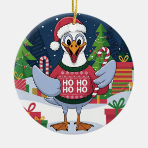 Grappige Kerstmeeuw Chip - Kerstmeeuw Keramisch Ornament