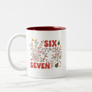 Grappige Kerstmis 67 Skelet Hand Zes Zeven Kerstmi Tweekleurige Koffiemok