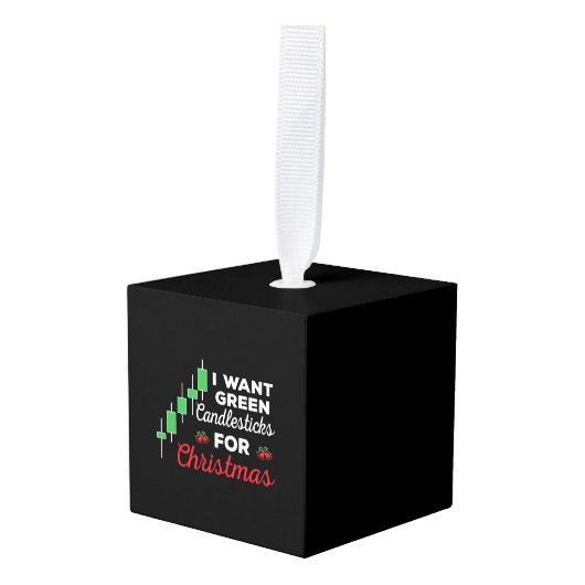 Grappige Kerstmis aandelenhandel Kubus Ornament (Voorkant hoekig)