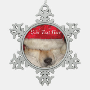 grappige kerstmis akita in red santa hat tin sneeuwvlok ornament