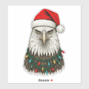 Grappige Kerstmis Arend met Kerstman Hoed en Kerst Sticker