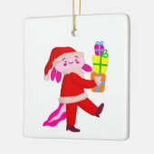 grappige kerstmis axolotl santa claus keramisch ornament (Links)
