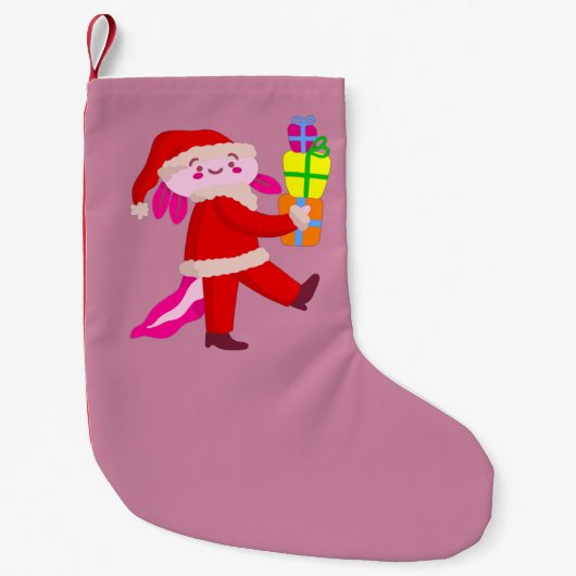 grappige kerstmis axolotl santa claus kleine kerstsok (Voorkant)