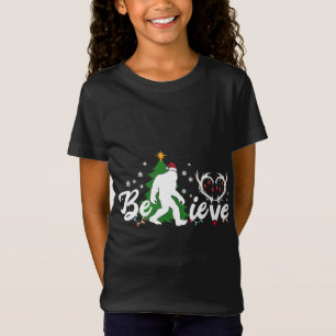 Grappige Kerstmis Bigfoot Believe Bigfoot met Kers T-shirt