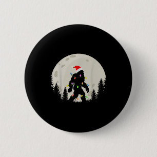 Grappige Kerstmis Bigfoot Kerstman Hoed Maan Sasqu Ronde Button 5,7 Cm