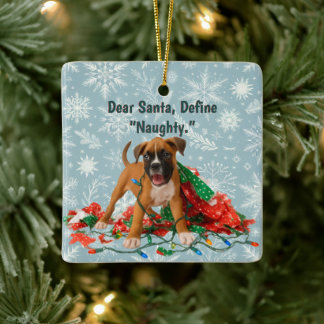 Grappige Kerstmis Boxer Hond  Keramisch Ornament