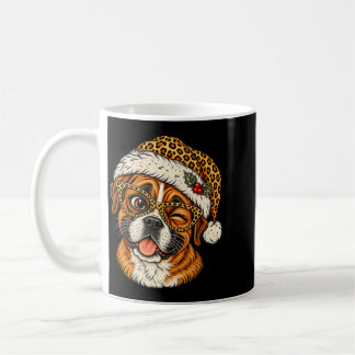 Grappige Kerstmis Boxer Met Luipaard Kerstman Hoed Koffiemok