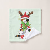 Grappige Kerstmis Calico Kat Bad Handdoek (Wasdoekje)