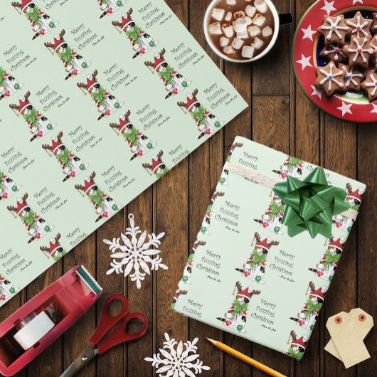 Grappige Kerstmis Calico Kat Cadeaupapier