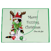 Grappige Kerstmis Calico Kat Groot Cadeauzakje (Voorkant)