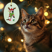 Grappige Kerstmis Calico Kat Keramisch Ornament