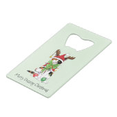 Grappige Kerstmis Calico Kat Kredietkaart Flessenopener (Voorkant Gekanteld)