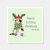 Grappige Kerstmis Calico Kat Servet (Voorkant)