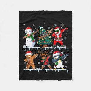 Grappige Kerstmis Dabbing Santa Elf Deer Vrienden  Fleece Deken