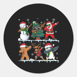 Grappige Kerstmis Dabbing Santa Elf Deer Vrienden  Ronde Sticker