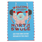 Grappige Kerstmis de Kerstman Swole Weightlifter Medium Cadeauzakje (Achterkant)