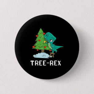 Grappige Kerstmis Dinosauriërs Kerstboom Rex Schat Ronde Button 5,7 Cm
