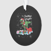 Grappige Kerstmis Dinosaurus Wraptor Velociraptor Ornament (voorkant)