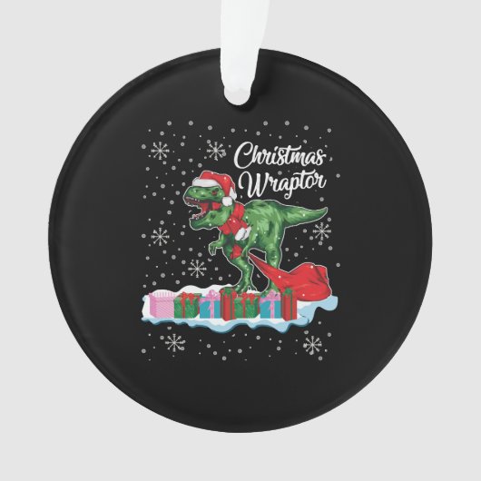 Grappige Kerstmis Dinosaurus Wraptor Velociraptor Ornament (voorkant)