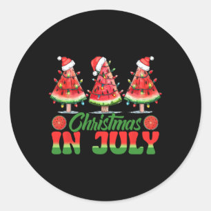 Grappige Kerstmis In Juli Watermeloen Boom Lichtje Ronde Sticker