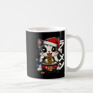 Grappige Kerstmis Kerstman Kat Ramen Japanse Kawai Koffiemok