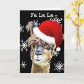 Grappige Kerstmis La La Llama Vakantie Kaart (Gele Bloem)