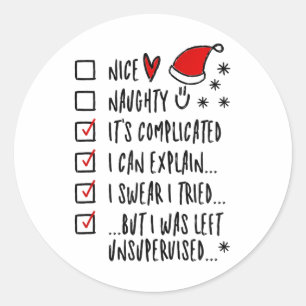 Grappige Kerstmis - Leuke stoute lijst Ik kan uitl Ronde Sticker