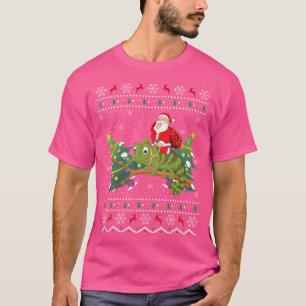 Grappige Kerstmis Lighting Ugly Santa Riding Chame T-shirt