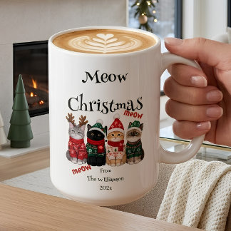 Grappige Kerstmis Meow Katten Koffie Koffiemok