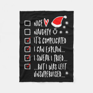 Grappige kerstmis mooie stoute lijst kan ik uitleg fleece deken
