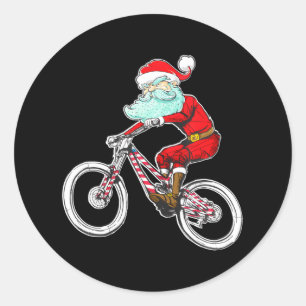 Grappige Kerstmis Mountain Bike Santa Claus MTB Ronde Sticker