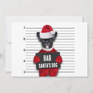 Grappige Kerstmis Mugshot van de Hond van Slechte  Feestdagenkaart