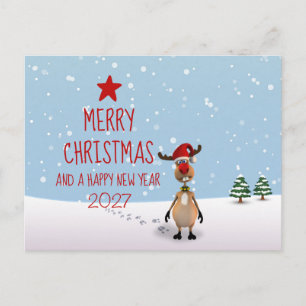 Grappige Kerstmis Nieuwjaar Rendier Boom 2026 Briefkaart