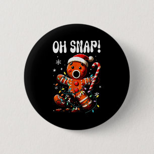 Grappige Kerstmis Oh Snap Peperkoek Man Kerstmis M Ronde Button 5,7 Cm