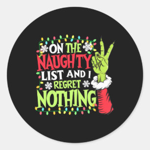 Grappige Kerstmis op de stoute lijst en ik heb spi Ronde Sticker