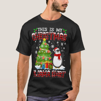 grappige kerstmis pajama penguin kersttree wint t-shirt