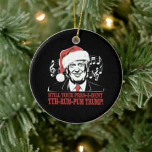 Grappige Kerstmis President Trump Pyjama Lelijke K Keramisch Ornament