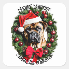 Grappige Kerstmis Santa Bull Mastiff Custom Persoo Vierkante Sticker