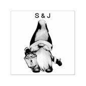 Grappige Kerstmis Santa Gnome Koppels Monogram Zelfinktende Stempel (Design)