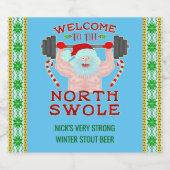 Grappige Kerstmis Santa Swole Gewichtheffer Homebr Bier Etiket (Enkel label)