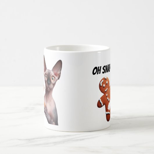 Grappige Kerstmis Sphynx Kat Peperkoekmannetje Oep Magische Mok (Center)