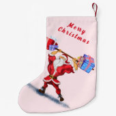 Grappige Kerstmis Stocking Bodybuilder Santa Gift Kleine Kerstsok (Achterkant)