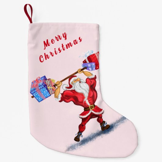 Grappige Kerstmis Stocking Bodybuilder Santa Gift Kleine Kerstsok (Voorkant)