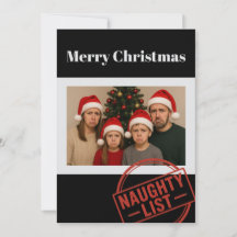 Grappige Kerstmis Stoute Lijst Familie Foto Vakant
