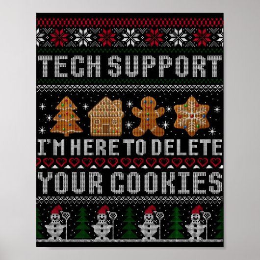 Grappige Kerstmis Tech Support Computer T-shirt Poster (Voorkant)